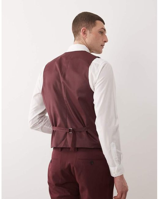ASOS Red Slim Suit Waistcoat for men