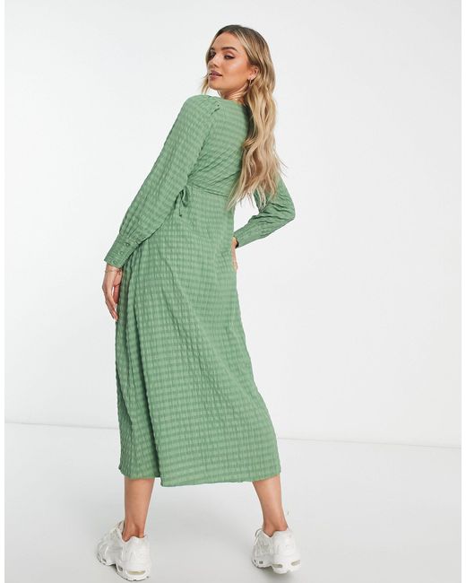 Vero Moda Vero Moda - Zwangerschapskleding - Midi-jurk Met Textuur in het Green