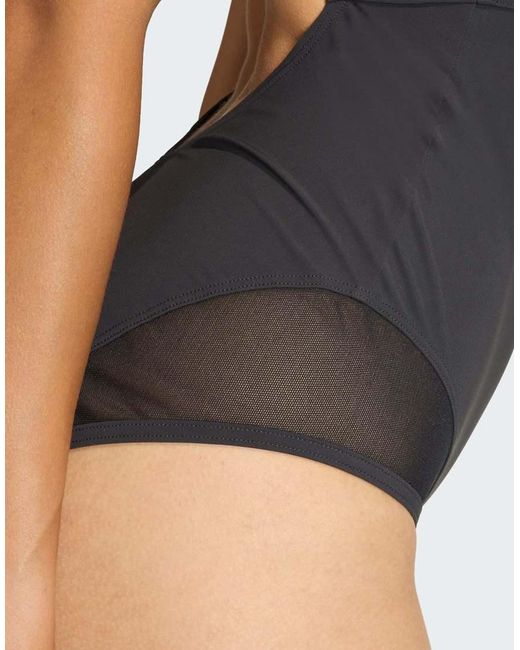 Adidas Originals Gray Lanelux Y-Back Mesh Swimsuit