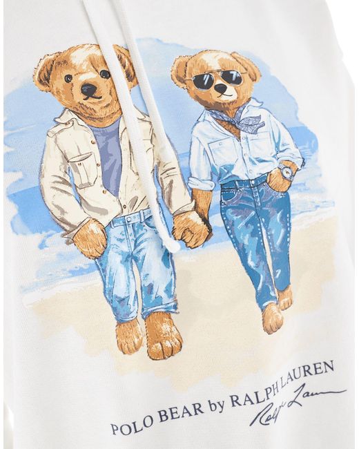 Polo Ralph Lauren White Hoodie With Bear Logo