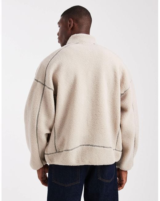 Only & Sons Natural Full Zip High Neck Contrast Stitch Fleece for men