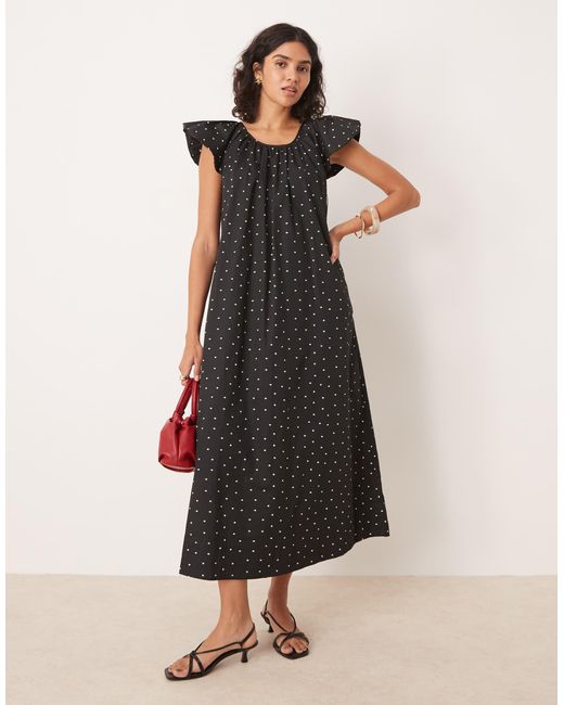 Y.A.S Black Polka Dot Midi Dress