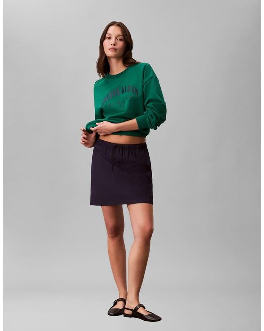 Calvin Klein Blue Nylon Mini Skirt With Elasticated Waist