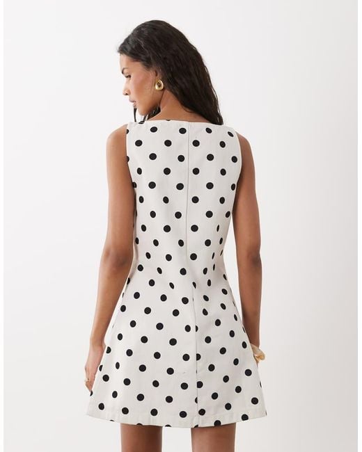 ASOS White Denim Fit And Flare Mini Dress Detail