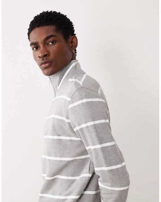 ASOS – gestreiftes basic-sweatshirt in Gray für Herren