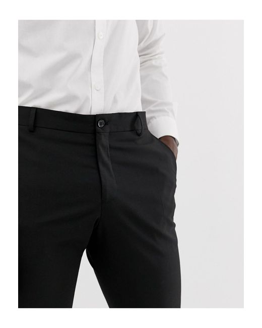 mens black slim fit stretch trousers