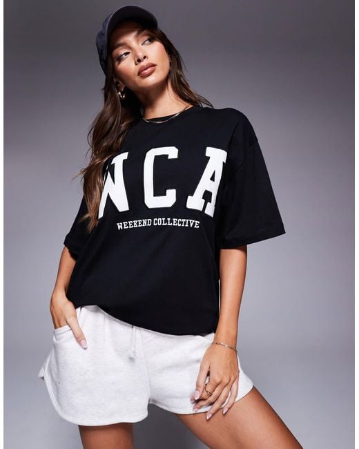 ASOS Blue Weekend Collective Icon Oversized T-shirt With Embroidered Wca Graphic