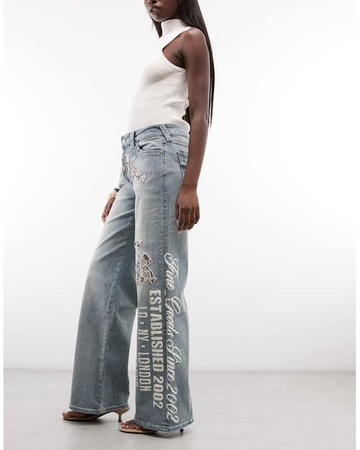 True Religion White Bobbi baggy Logo Print Jeans