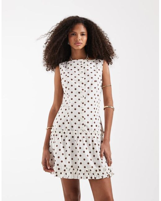 Neon Rose White Button-up Mini Dress