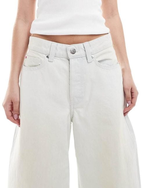 Monki White peggy Low Waist Super baggy Jeans