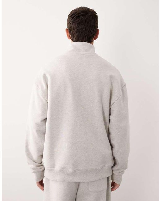 ASOS COLLECTIVE Gray Oversized Heavyweight Quarter Zip Funnel Sweatshirt for men