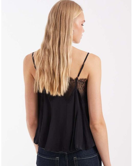 Free People Black Make Me Yours Boho Lace Cami Top