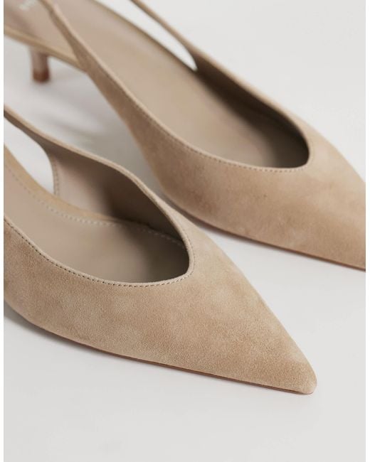 Mango White Slingback mit absatz aus leder