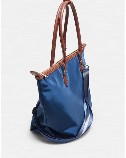 Stradivarius Blue Contrast Crossbody Shopper Bag