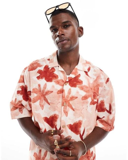Camicia Oversize Squadrata Con Stampa Floreale di ASOS in Pink da Uomo