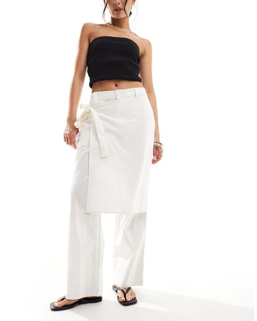 Pantalon court en lin avec détail portefeuille ASOS en coloris White