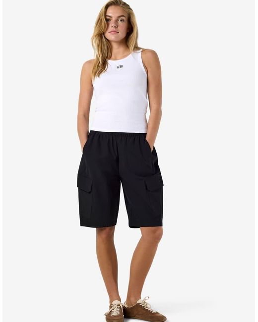 Noisy May Blue Mid Rise Barrel Denim Shorts