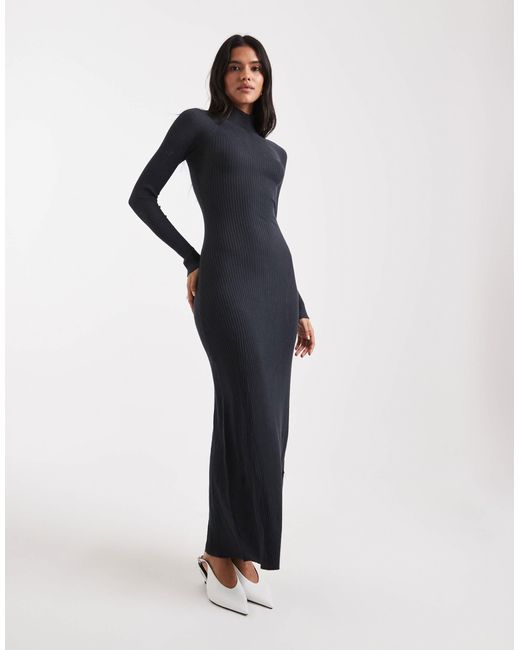 asos long knitted dress ASOS DESIGN knitted midi dress with bardot wrap detail in stone