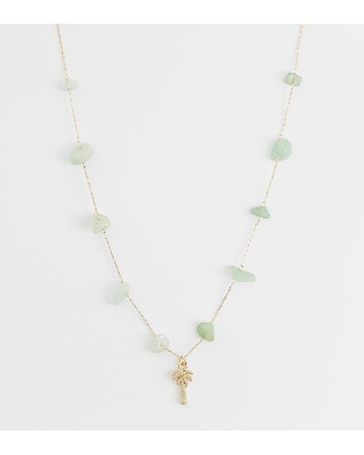 ASOS White Asos Design Curve Necklace With Semi-Precious Chippings And Palm Tree Pendant
