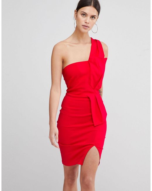 one shoulder pencil dress