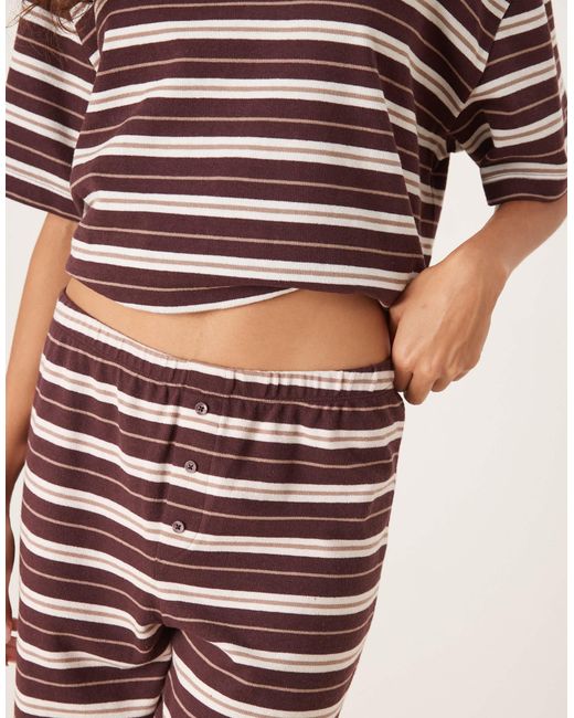 Pantalon large texturé d'ensemble à rayures - chocolat ASOS en coloris Multicolor