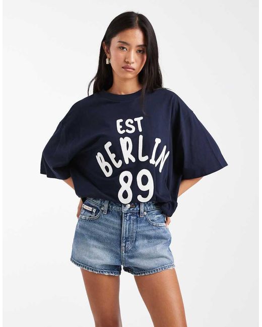 Calvin Klein Blue Distressed Denim Hot Pants