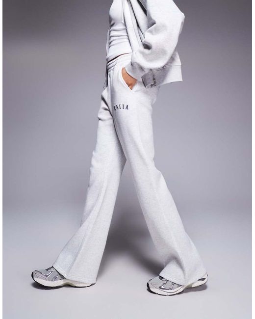 Kaiia Blue Tall Cotton Blend Embroidered Logo Wide Leg Trackies