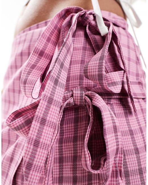 Glamorous Pink Bow Tie Wrap Midi Skirt
