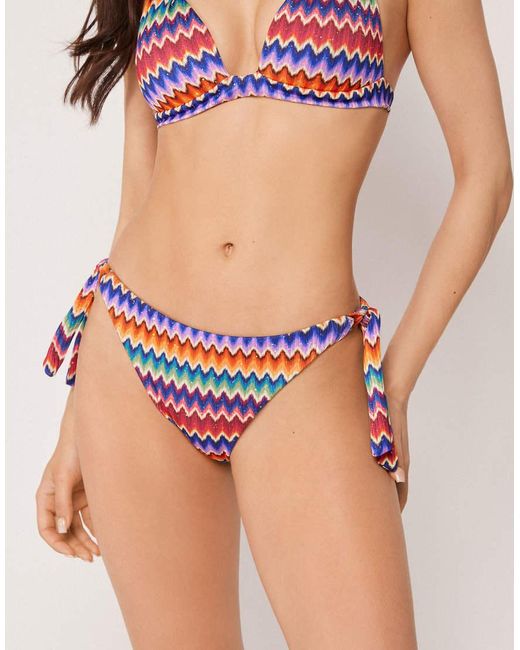 Calzedonia Blue Bow Bikini Bottoms Vibrant Chevron
