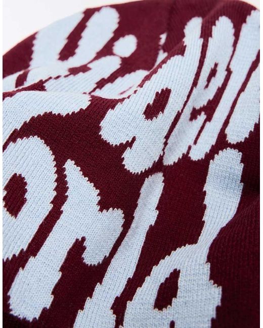 Bershka Red Knitted Beanie for men