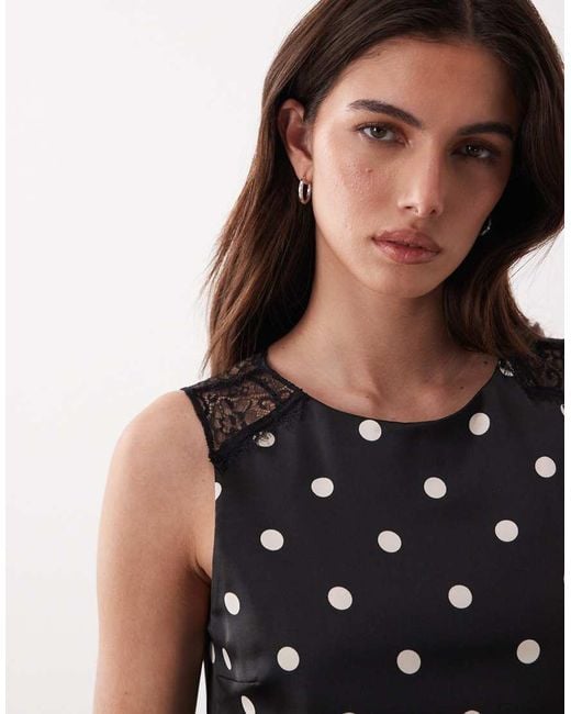 Nobody's Child Black Sasha Satin Lace Trim Sleeveless Shift Mini Dress