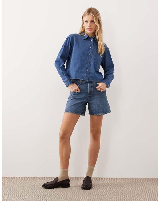 Calvin Klein Blue High Rise A-line Denim Short