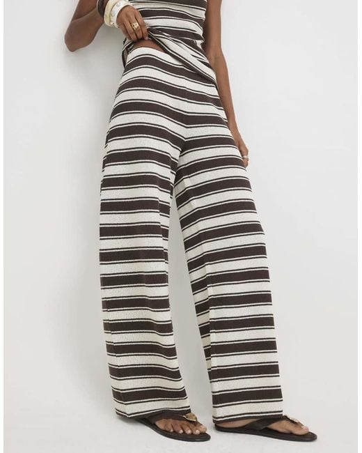 River Island White Stripe Wide Leg Trousers