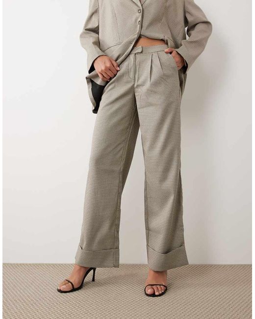 Kaiia Gray Exclusive Oversized Tailored Wide Leg Cuffed Trousers Co-Ord