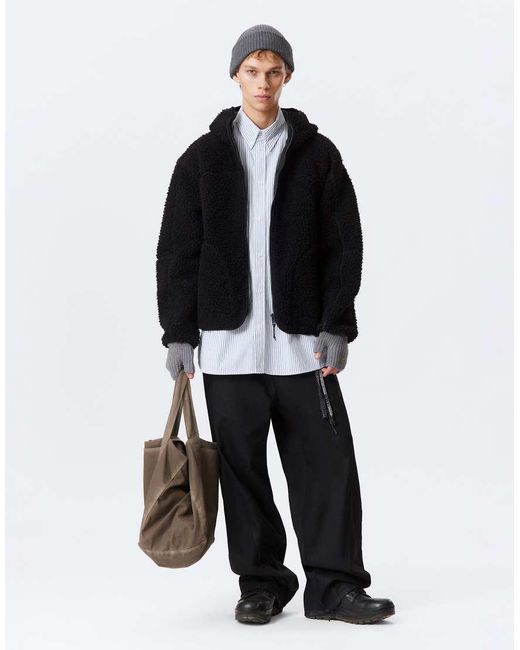Chaqueta Negra Con Cremallera De Tejido Afelpado De Weekday de hombre de color Black
