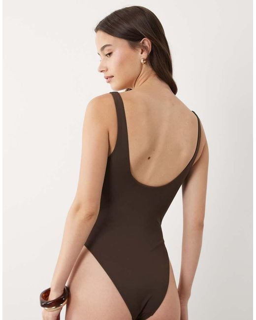 ASOS Brown Fuller Bust Lifting Square Neck Swimsuit