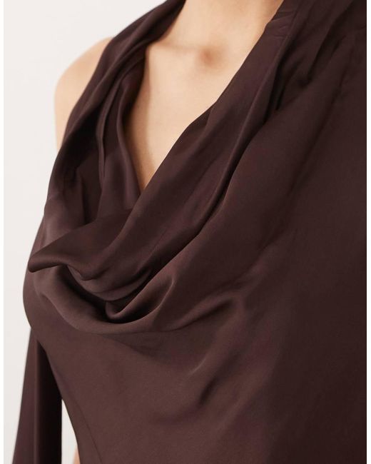Mango Brown Halter Cowl Neck Top