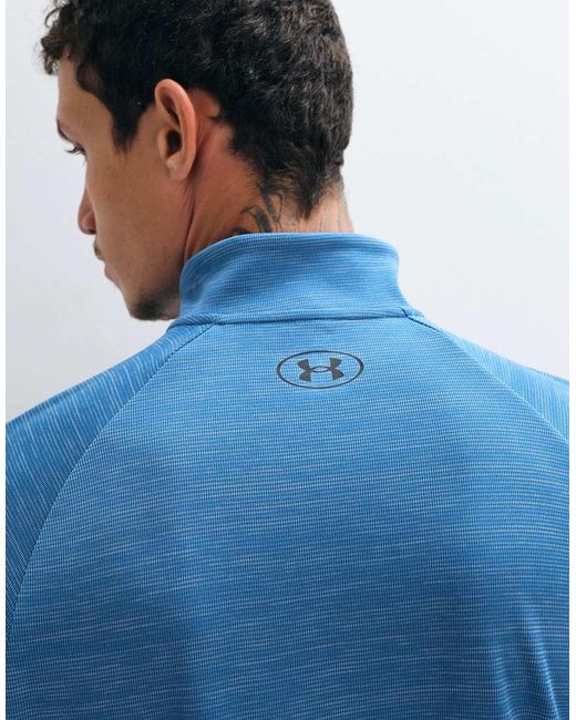 Under Armour Tech Textuur 1/2-Rits in het Blue voor heren