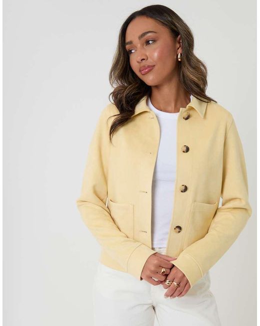 Threadbare Natural Cropped Button Up Suedette Shacket