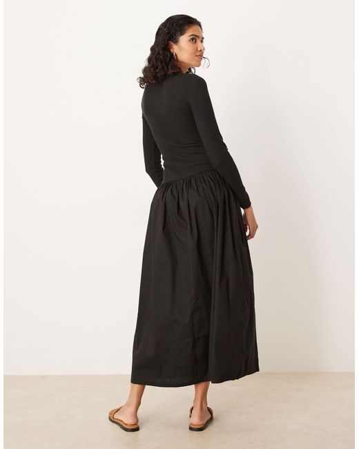 ASOS Black – langärmliges hybrid-midikleid