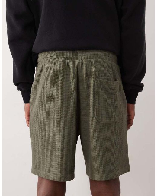 ASOS Blue Oversized Waffle Texture Jersey Shorts for men