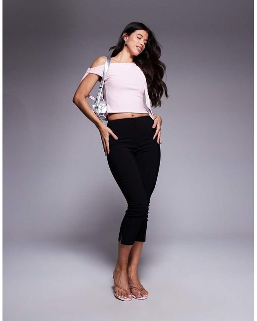 ASOS Pink Slinky Off The Shoulder Top With Bow Tie Details