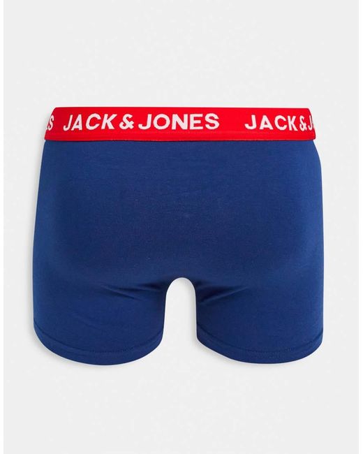 Pack De 5 Calzoncillos En Negro Y Azul Con Cinturilla En Contraste De Jack & Jones de hombre de color Blue
