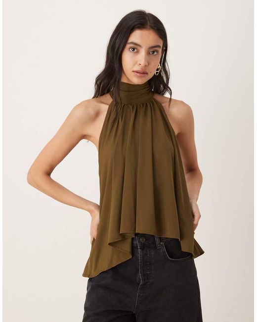 Mango Brown Halterneck Flowy Top