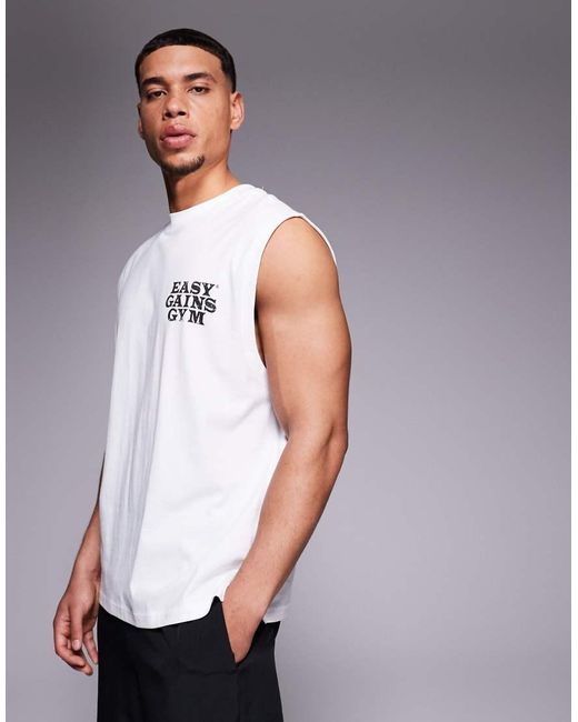 4505 Gray Cotton Oversized Pump Training Tank Top With Chest Graphic And Quick Dry Finish for men