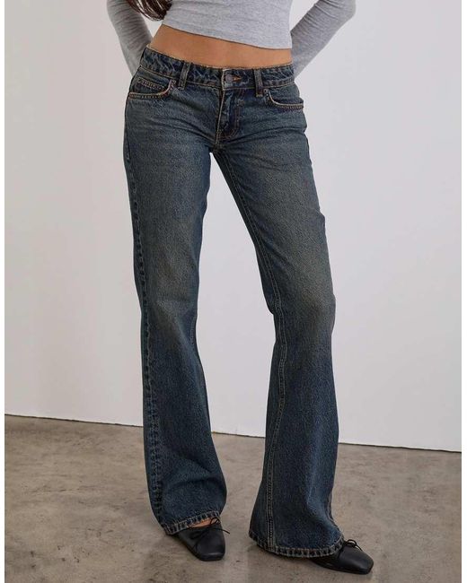 Motel Gray Extra Low Rise Flare Jeans