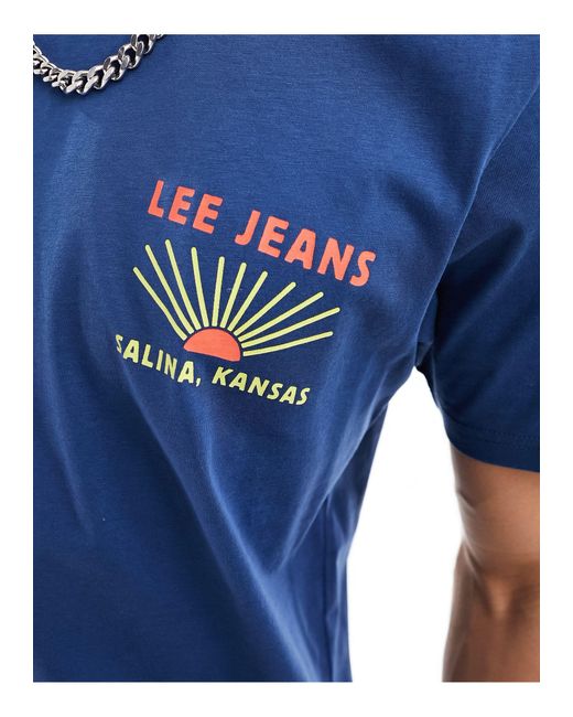 Camiseta con logo estampado Lee Jeans de hombre de color Blue