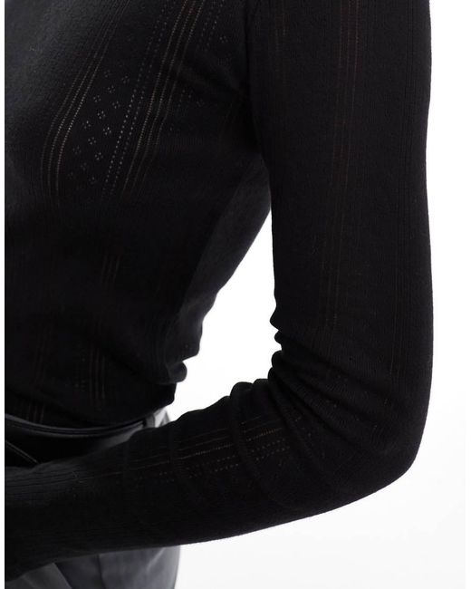 Vero Moda Blue Pointelle Long Sleeve Top