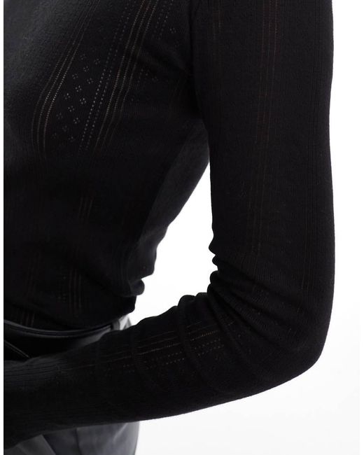 Vero Moda Blue Pointelle Long Sleeve Top