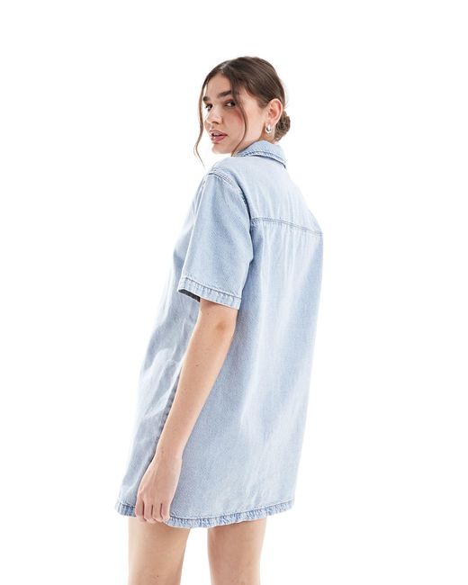 ASOS Blue Soft Short Sleeve Shirt Dress